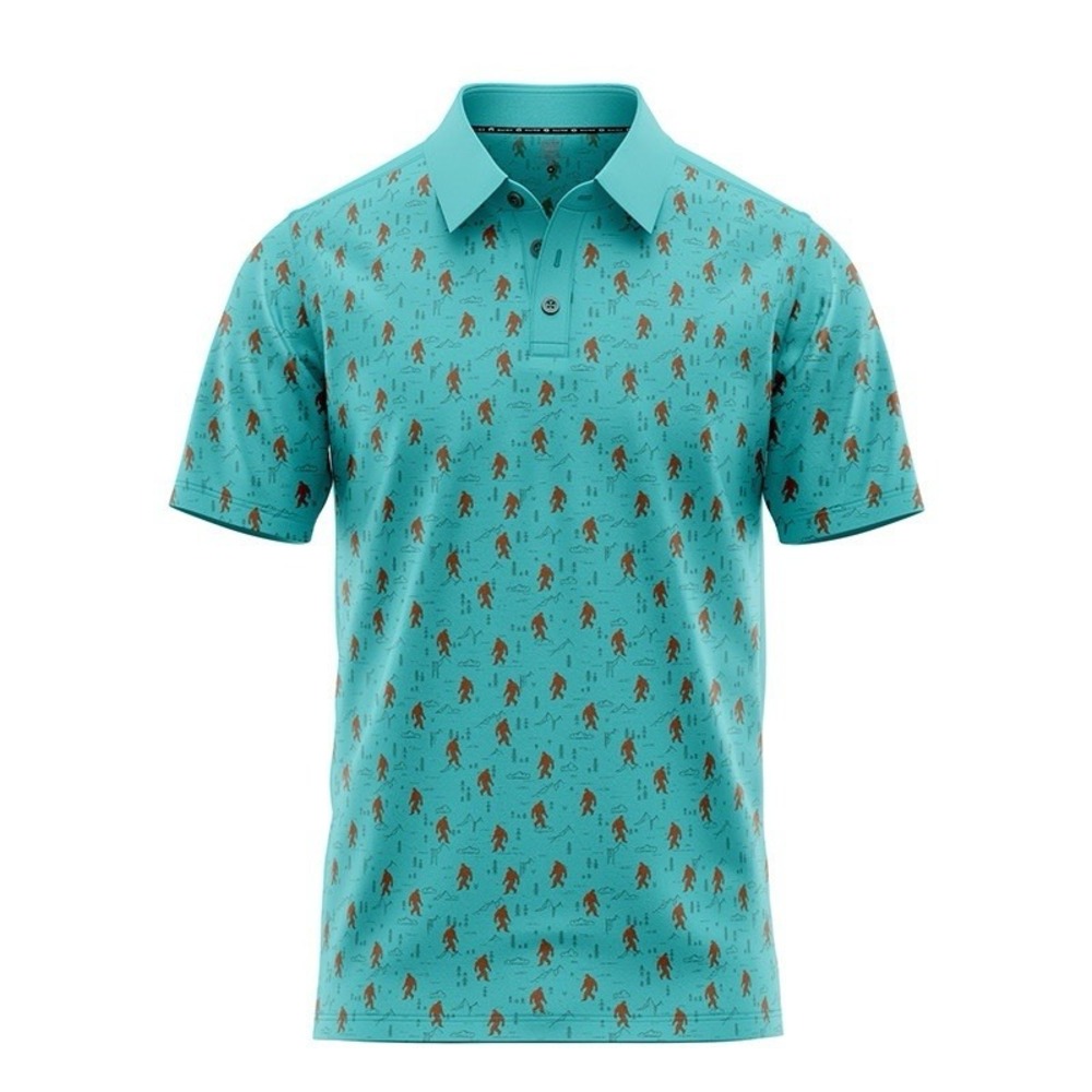 Scale Wear Blue Yeti Polo Shirt Men Size Medium Golf Bigfoot Dri-Fit Technology